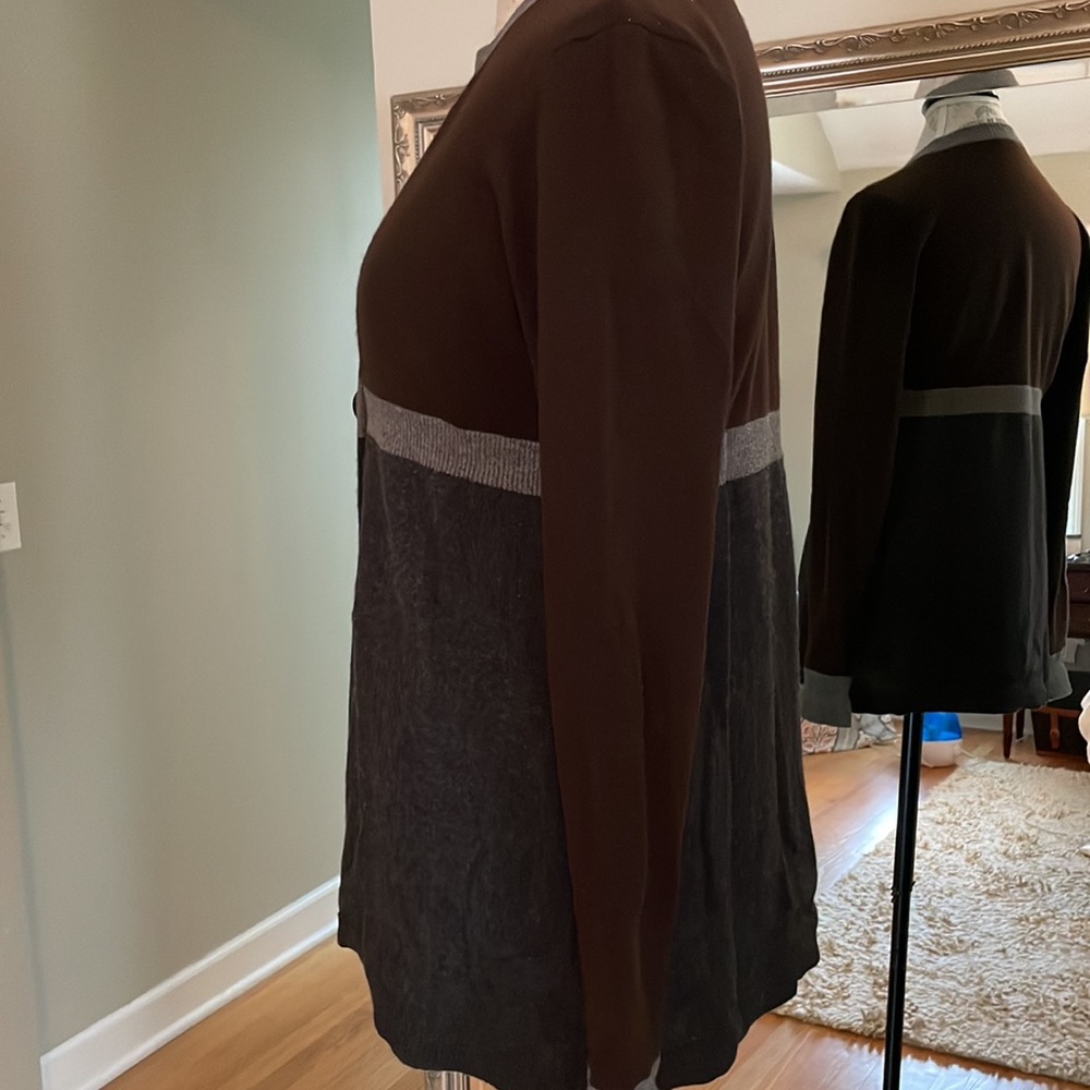 Vince 100% Cashmere Cardigan Brown/ gray/ Charcoal Size M - Picture 5 of 7